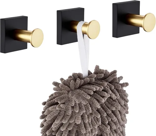 Vista 21 de KOKOSIRI Ganchos para bata, ganchos para toallas de baño, para pared, armario, cocina, toallas colgantes, accesorios de baño, color negro con acero