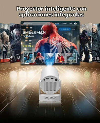 Vista 6 de Mini proyector, compatible con 4K 1080P, proyector portátil 270 ANSI con WiFi y Bluetooth, proyector de video con zoom motorizado, compatible