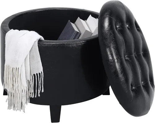 Vista 5 de Convenience Concepts Designs4Comfort - Otomana de almacenamiento, piel sintética negra