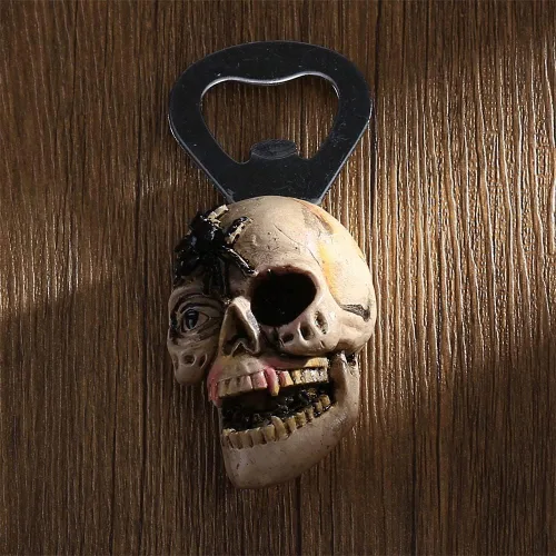 Vista 7 de 4 abridores de botellas con cabeza de calavera, abridor magnético de botellas de cerveza para nevera, barman en casa, restaurante, Halloween