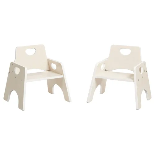 Vista 15 de ECR4Kids Silla apilable de madera para niños pequeños, 15 cm, Muebles para niños, Lavado gris, 2 unidades Gris (Grey Wash)