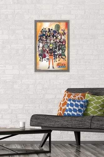 Vista 2 de Trends International Naruto Shippuden - Póster de pared grupal, 14.725 x 22.375 pulgadas, versión con marco de madera tipo granero
