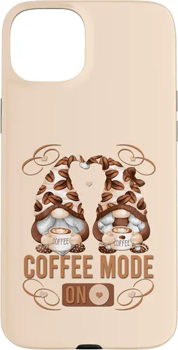 Vista 9 de iPhone 16 Funny Coffee Mode On For Women With Cute Coffee Gnomes Case