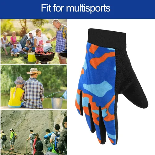 Vista 7 de Accmor Guantes de ciclismo para niños, guantes de pesca para niños de 4 a 10 años, guantes deportivos para niños y niñas, transpirables