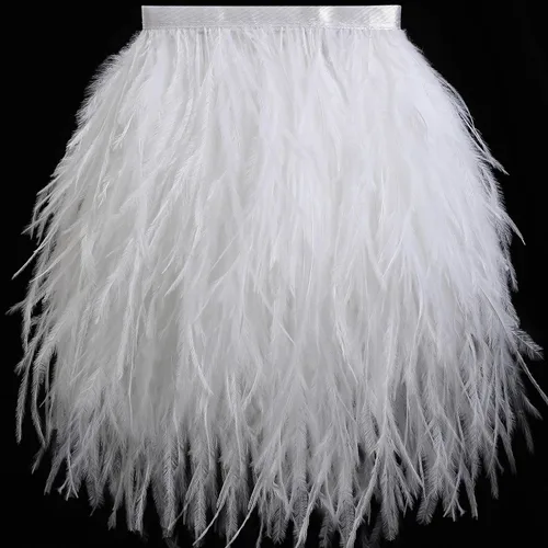 Vista 20 de Soarer Flecos de plumas de avestruz beige - 1,8 m, 12-18 cm, para manualidades de costura, ropa, joyería, decoración de bodas y fiestas en casa
