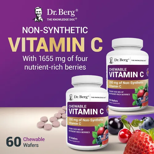 Vista 11 de Dr. Berg Complejo de vitamina C masticable - Hecho con bayas orgánicas, sin OMG, 60 deliciosas obleas