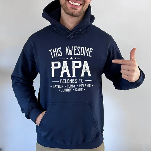 Vista 4 de IZI POD - Camisa personalizada para el abuelo y papá, camisa personalizada con nombre para papá, nietos, Navidad, Día del Padre, abuelo, papá