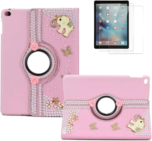 Vista 18 de Bling - Funda compatible con Samsung Galaxy Tab A7 10.4 (2022) - Elegante - 3D hecha a mano con mariposa de cristal giratoria de 360 grados