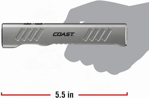 Vista 10 de Coast Slayer 1150 lúmenes linterna LED recargable por USB-C con modo Spot/Flood, modo memoria y clip de bolsillo, plateado