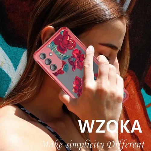 Vista 3 de Funda compatible para Samsung Galaxy A13, funda para Galaxy A13, material acrílico a prueba de golpes, con hermoso patrón de rosa para Samsung