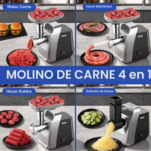 Vista 9 de Picadora de carne eléctrica para el hogar, embutidora de salchichas y Negro