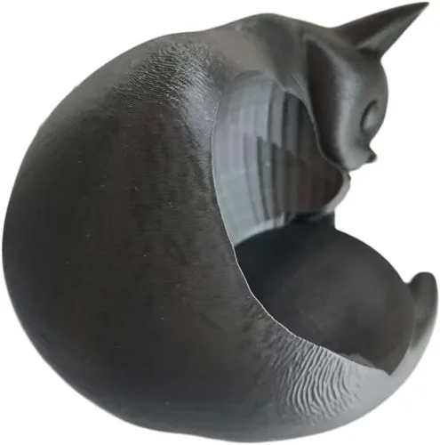 Vista 2 de Soporte impreso en 3D con forma de gato para Echo Dot 5ª generación, organizador de escritorio negro PLA+ compatible con Echo Dot 5, bonita