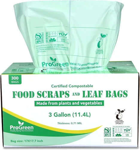 Vista 8 de Bolsas de compostaje de 33 galones, bolsas de basura compostables, extra gruesas de 1.1 mil, bolsas de compost para cocina, bolsas de basura