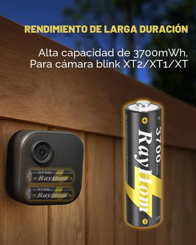 Vista 2 de Paquete de 4 baterías recargables de litio AA de 3700 mWh para cámara Blink al aire libre