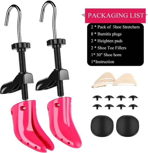 Vista 5 de UHIAGREE Ensanchador de zapatos para mujeres y hombres, árbol de botas de zapatos ajustable de 4 vías, con bolsa de transporte y cuerno de zapatos
