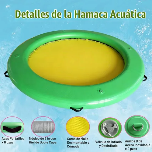 Vista 5 de Inflatable Water Hammock 4ft/6ft/8ft Round Float Ring for Adults