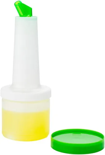 Vista 6 de Restaurantware Botella de plástico de 0.5 cuartos de galón de almacenamiento - con boquilla azul y tapa - Botella de almacenamiento de barra