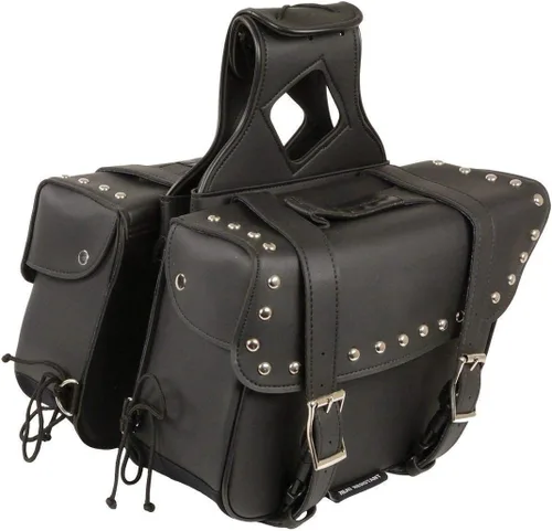 Vista 8 de Milwaukee Leather SH58001ZB tiro inclinado de PVC negro medio con cremallera sobre alforjas - talla única (SH58001ZB-BLK-PCS)