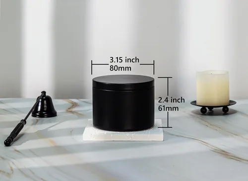 Vista 2 de Aroparc Latas para velas de 8 onzas con tapas, paquete de 24 tarros redondos de metal sin costuras, recipientes vacíos a granel para bricolaje Negro