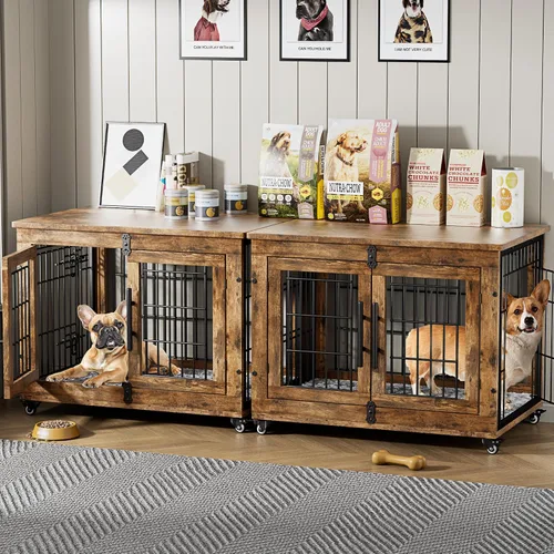 Vista 15 de Lulive Mueble de Jaula para Perros Pequeños, Perrera para Perros de Interior con Puertas Dobles de Madera, Jaula para Perros de 27.1'' de Servicio