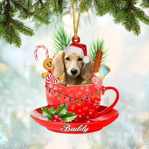 Vista 69 de Alaskan Malamute - Adorno de tetera de perro sentado en una tetera de Navidad, adorno de Navidad con nombre personalizado, adorno de automóvil