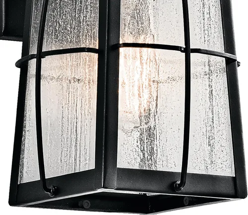 Vista 5 de Kichler Tolerand 49552BKT - Lámpara de pared para exteriores de 12 pulgadas en negro texturizado, 1 luz de pared exterior para porche con vidrio