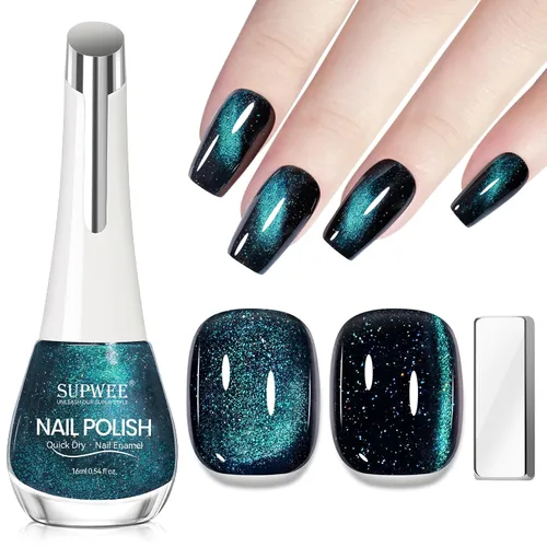 Vista 12 de Esmalte de uñas de ojo de gato con perla de sirena, secado rápido, esmalte de uñas magnético sin gel con imán, esmalte de uñas de ojo de gato