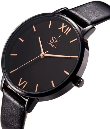 Vista 2 de SHENGKE Reloj de pulsera para mujer, correa de cuero, relojes de cuarzo de lujo, para niñas, mujer, Relogio Feminino