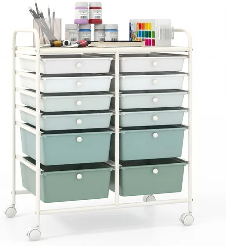 Vista 24 de Giantex Carro Organizador con 6 Cajones, con Ruedas, para Herramientas, Papel de Recortes, Hogar, Oficina, Escuela, Carro Utilitario Móvil Multiusos