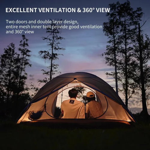 Vista 3 de Naturehike Cloud River 2 Person 3 Person Backpacking Tent, Waterproof 2 Person 3 Person Tents for Camping, Double Layer Camping Tent