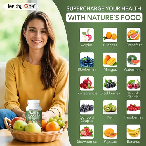 Vista 3 de Healthy One - Suplemento de frutas y verduras, 27 superalimentos, vitaminas de frutas y verduras para adultos, píldoras de frutas y verduras