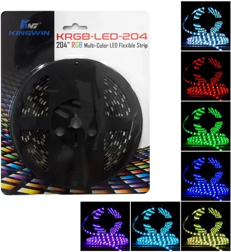 Vista 12 de Kingwin KRGB-LED-12 Tira de luces LED RGB, tira de luz LED para carcasa de computadora, PC, laptop, hogar, oficina e iluminación de fondo. Tira