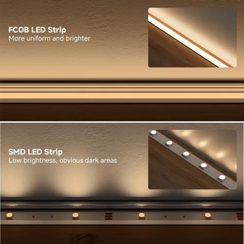 Vista 6 de 5mm COB LED Strip Light DC24V Narrow Thin Flexible High Density Uniform 3000K Warm White Cob Strips 400leds/m 16.4FT Dimmable CRI 90+ LED Tape