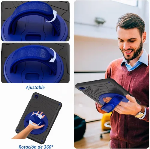 Vista 8 de Funda para Samsung Galaxy Tab A8 de 10.5 pulgadas 2022 con protector de pantalla giratorio 360º correa de mano y soporte, a prueba de caídas