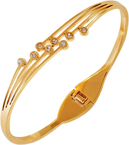 Vista 9 de Colección de Pulseras Brazalete de Acero Inoxidable 316L Chapado en Oro de 18K - 12 Diseños Únicos + Cadena de Acero de Titanio con Acento