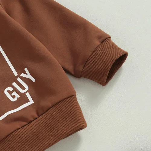 Vista 5 de Conjunto de ropa para bebé niño con capucha y pantalones de cintura elástica, lindos trajes de otoño e invierno