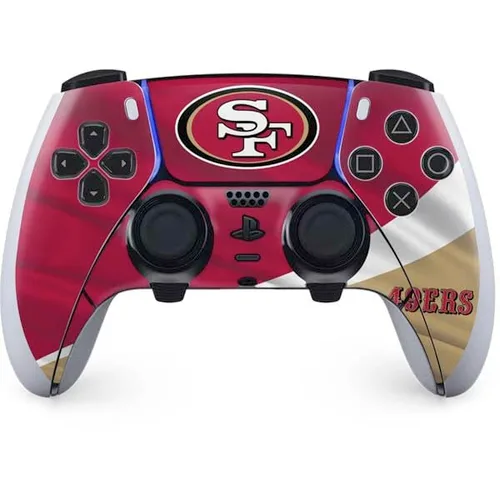 Vista 11 de Skinit Decal Gaming Skin Compatible with PS5 DualSense Edge Pro Controller - Officially Licensed NFL San Franciso 49ers Black & White Design