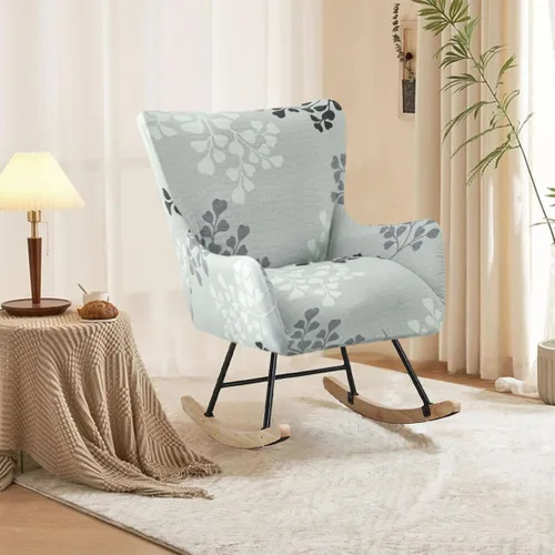 Vista 2 de Funda elástica para silla mecedora de guardería, funda estampada para sillón con acento mecedor, para sala de estar, dormitorio, oficinas, 01