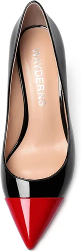 Vista 3 de WAYDERNS Zapatos de tacón alto con punta puntiaguda para mujer, de 3.5 pulgadas