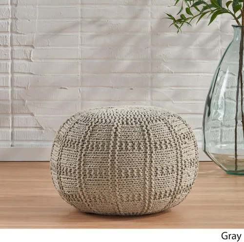 Vista 3 de Christopher Knight Home Puf de tela Yuny, gris