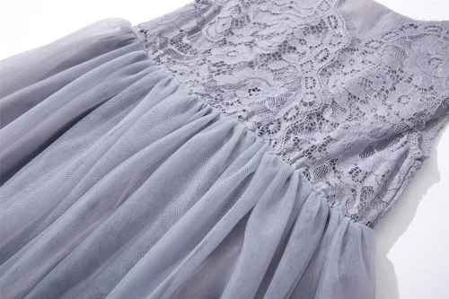 Vista 6 de Niyage Vestido de fiesta de princesa de tul para niñas pequeñas, elegante vestido de encaje con espalda en V