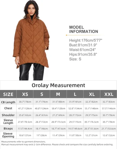 Vista 6 de Orolay Chaqueta acolchada ligera de manga larga para mujer, con aislamiento y cuello alto