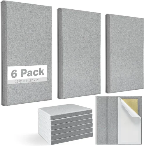 Vista 10 de 6 paneles acústicos, grandes paneles de pared insonorizados, paneles profesionales de fibra de vidrio que absorben el sonido, paneles de espuma a