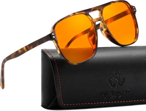 Vista 13 de FEISEDY Blue Light Glasses for Computer Gaming Anti Eyestrain Glasses G2835 Blue Light Blocking,Orange/Yellow/Red Lens,Anti Glare,Sleep
