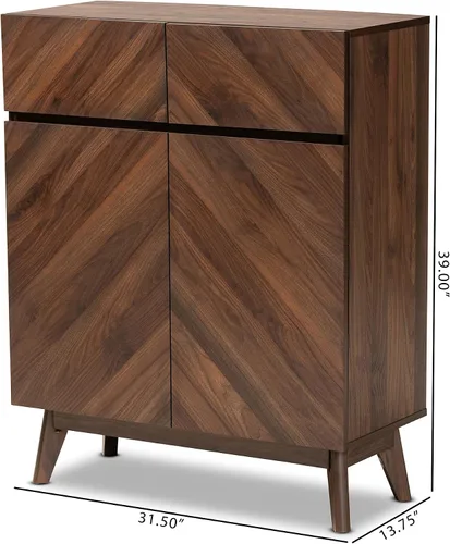 Vista 2 de Baxton Studio Hartman Mid-Century - Gabinete moderno de madera con acabado marrón nogal