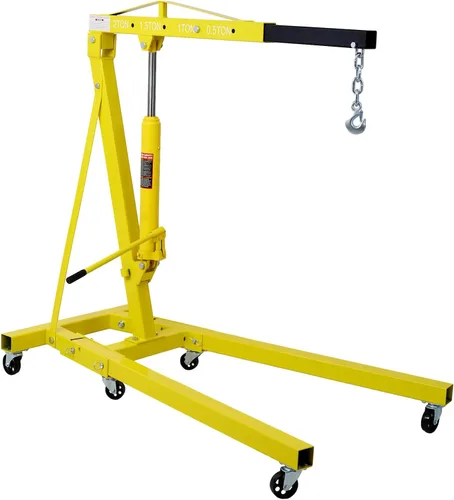 Vista 10 de Alzamiento de motor de recogedor de cerezas, soporte de motor plegable resistente con 6 ruedas giratorias de hierro, elevador de grúa de motor Negro