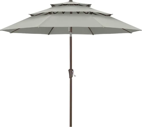 Vista 15 de ABCCANOPY Sombrilla solar de patio de 3 niveles de 11 pies, 32 luces LED Beige
