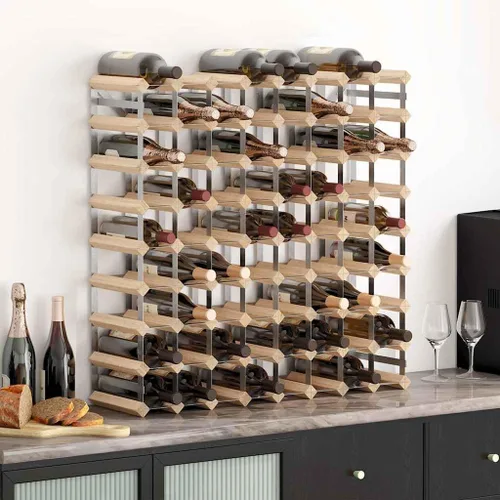 Vista 11 de 4 Tier Rustic Wine Rack for 12 Bottles, Brown Solid Pine Wood with Galvanized Steel Frame