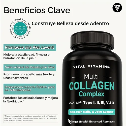 Vista 4 de Vital Vitamins Multi-colágeno 150 ct + complejo antioxidante de astaxantina 60
