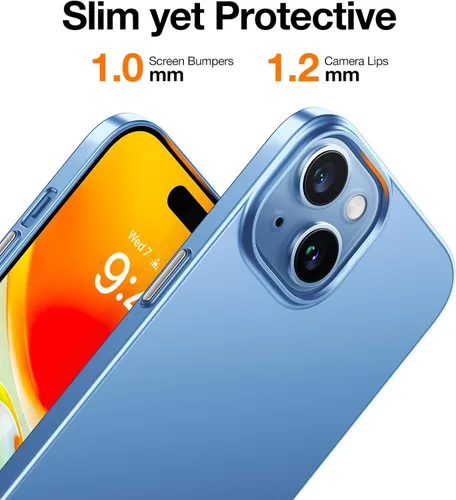 Vista 5 de TORRAS Funda delgada diseñada para iPhone 15, [Ultra delgada como sin funda] [tacto aterciopelado] Funda protectora resistente con plástico duro 3